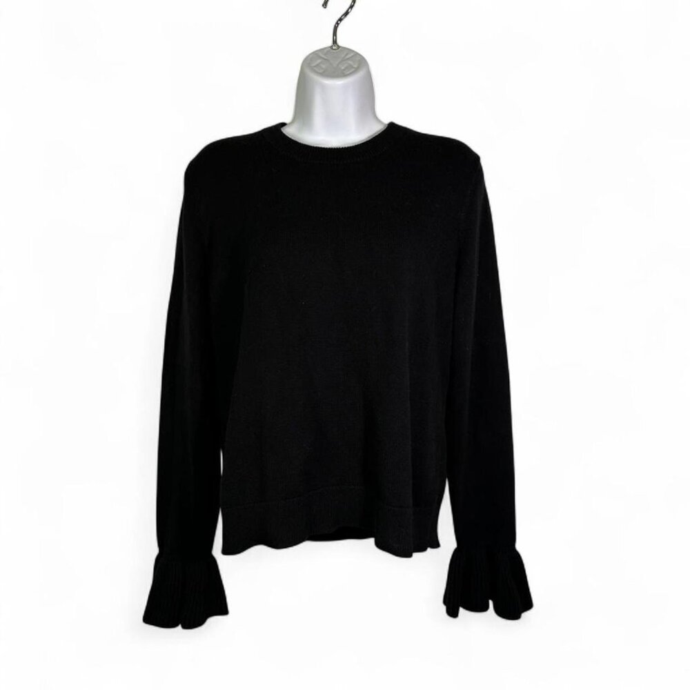 J. Crew Ruffle Sleeve Knit Sweater in Black